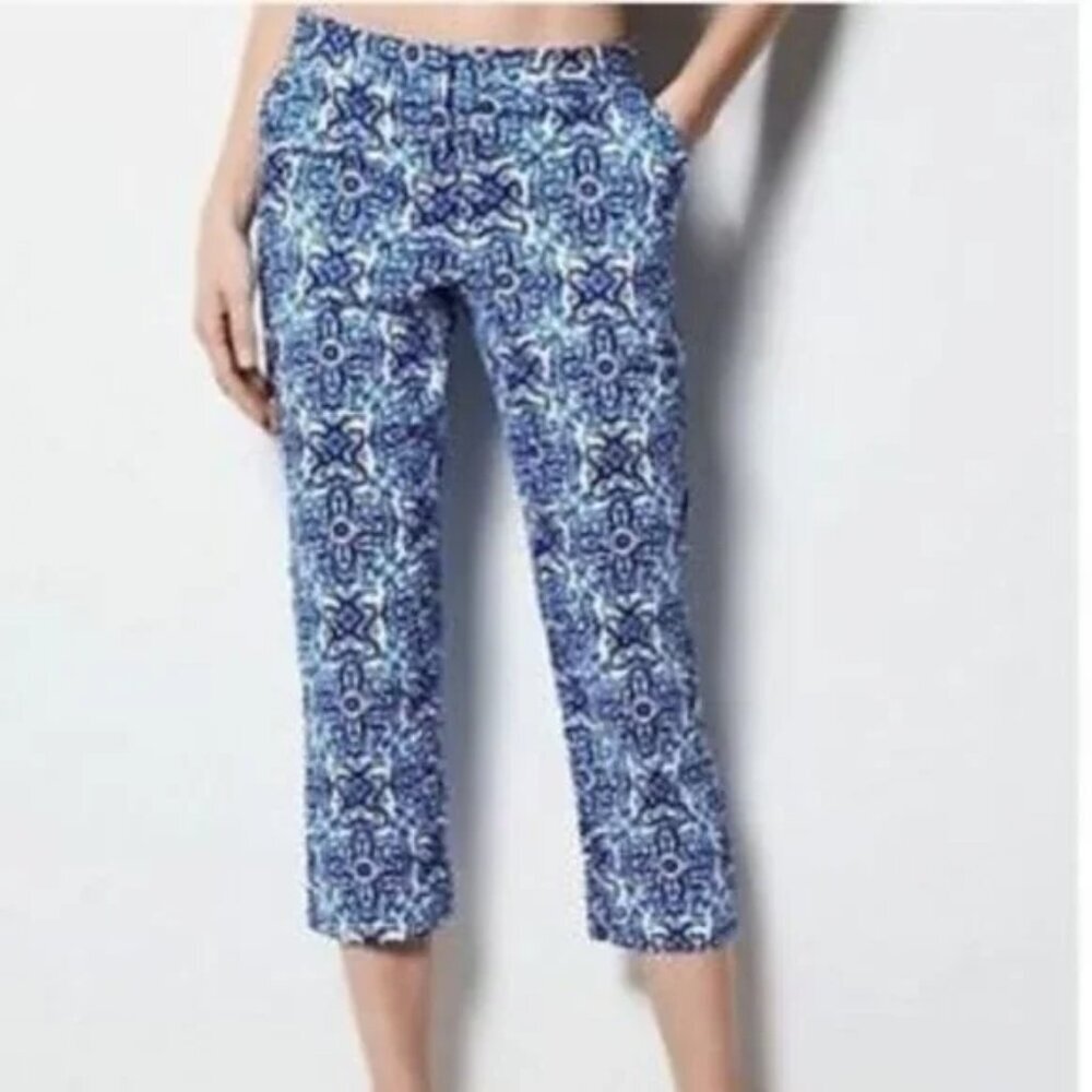 Milly blue floral 23in capris with pockets women's size 4 (281)